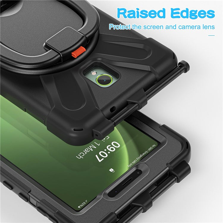 For Samsung Galaxy Tab Active5 SM-X300 Kickstand Case Rugged Shockproof Tablet Cover - Black