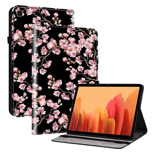 For Samsung Galaxy Tab A7 10.4 (2020) / Tab A7 10.4 (2022) Tablet Case Leather+TPU Pattern Printed Cover with Card Holder - Plum Blossom