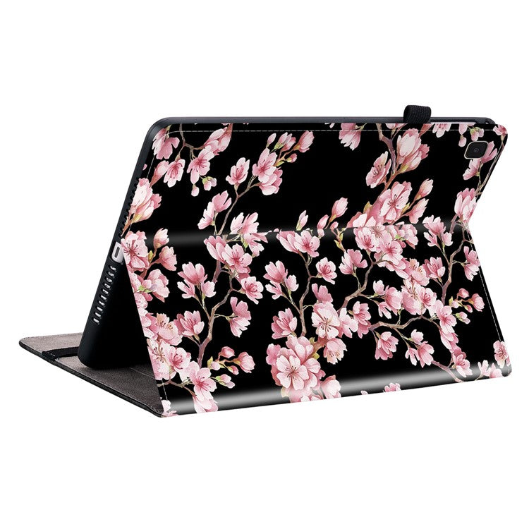 For Samsung Galaxy Tab A7 10.4 (2020) / Tab A7 10.4 (2022) Tablet Case Leather+TPU Pattern Printed Cover with Card Holder - Plum Blossom