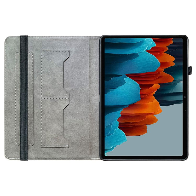 For Samsung Galaxy Tab S7+ / S7 FE / S8+ Case PU Leather Flip Cover Pattern Printing Anti-Drop Tablet Shell - Gold Butterfly Rose