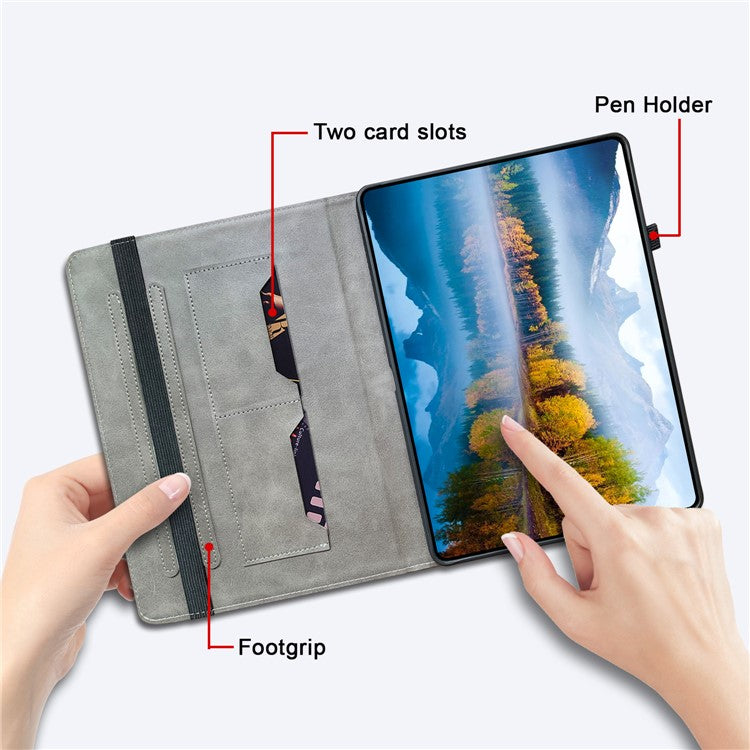 For Samsung Galaxy Tab S7+ / S7 FE / S8+ Case PU Leather Flip Cover Pattern Printing Anti-Drop Tablet Shell - Gold Butterfly Rose