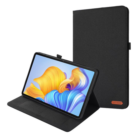 For Honor Pad 9 Pro / Pad V8 Pro Leather Case Card Holder Cloth Texture Tablet Stand Cover - Black