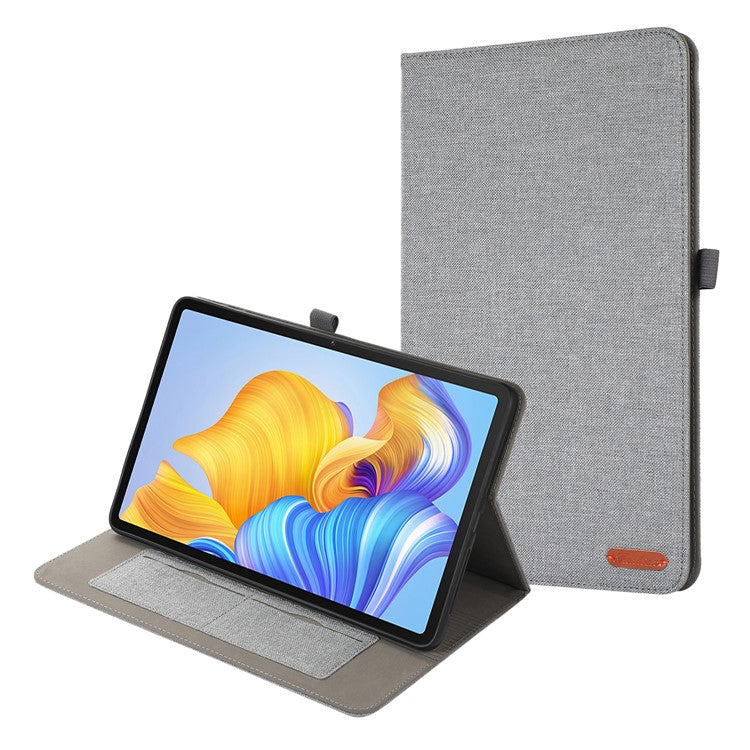 For Honor Pad 9 Pro / Pad V8 Pro Leather Case Card Holder Cloth Texture Tablet Stand Cover - Grey