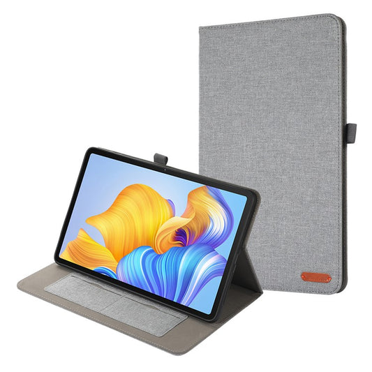 For Honor Pad 9 Pro / Pad V8 Pro Leather Case Card Holder Cloth Texture Tablet Stand Cover - Grey