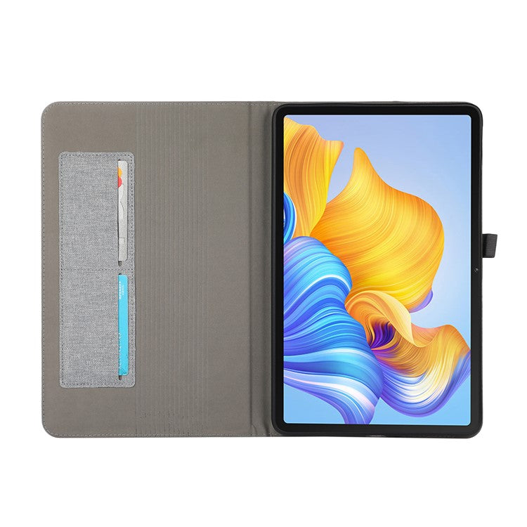 For Honor Pad 9 Pro / Pad V8 Pro Leather Case Card Holder Cloth Texture Tablet Stand Cover - Grey
