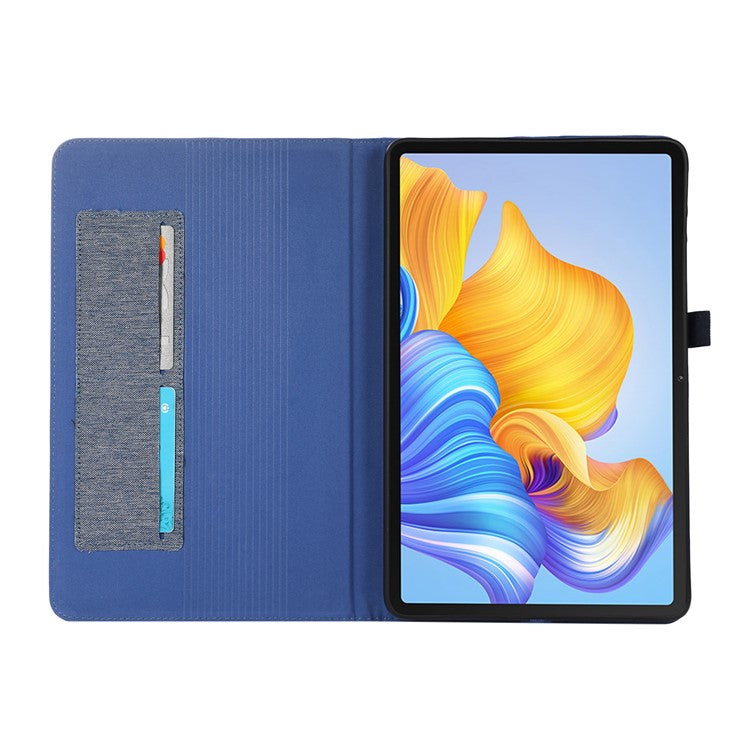 For Honor Pad 9 Pro / Pad V8 Pro Leather Case Card Holder Cloth Texture Tablet Stand Cover - Blue