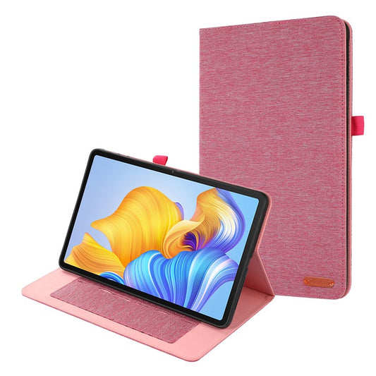 For Honor Pad 9 Pro / Pad V8 Pro Leather Case Card Holder Cloth Texture Tablet Stand Cover - Pink