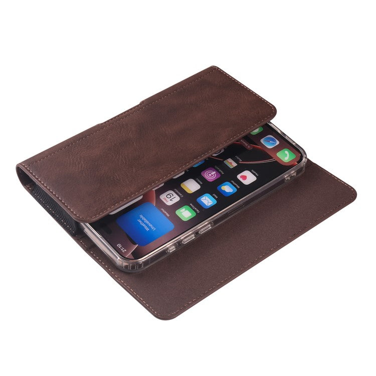 7.2 inch Waist Bag for Huawei Mate 20 X / Honor X20 Max / Meizu Note 22 Horizontal Elastic Phone Holster with Card Slot - Coffee