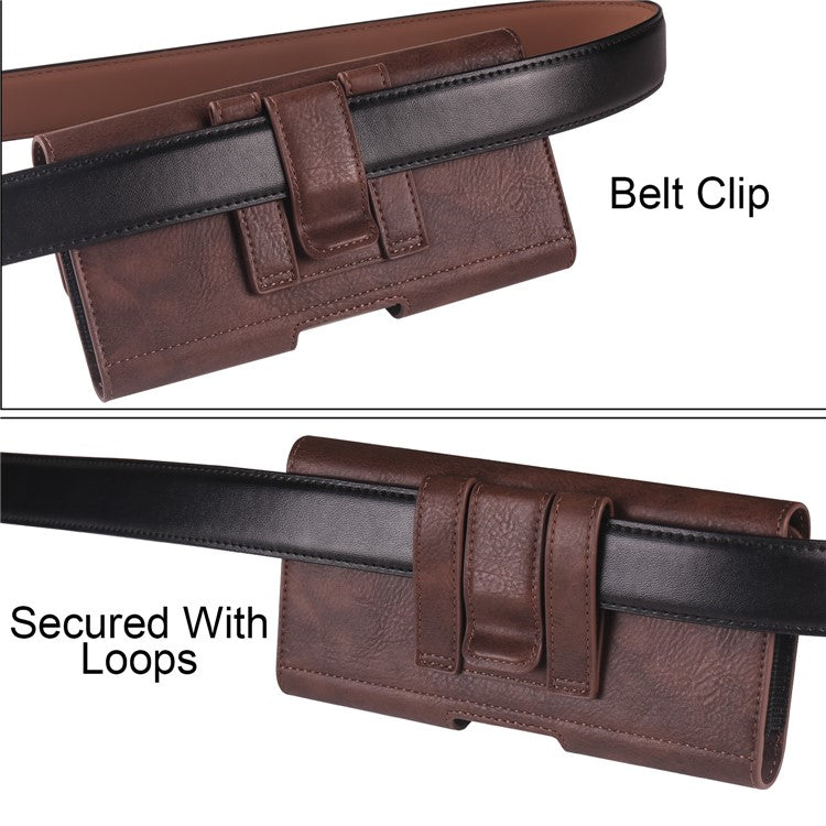 7.2 inch Waist Bag for Huawei Mate 20 X / Honor X20 Max / Meizu Note 22 Horizontal Elastic Phone Holster with Card Slot - Coffee