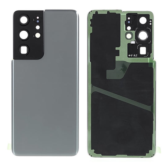 For-Samsung-Galaxy-S21-Ultra-5G-Housing-Battery-Door-Back-Cover-Replacement-Parts-with-Camera-Ring-Cover-(without-Logo)--Grey
