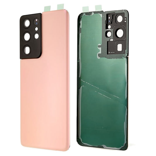 For-Samsung-Galaxy-S21-Ultra-5G-Housing-Battery-Door-Back-Cover-with-Camera-Ring-Cover-(without-Logo)--Pink