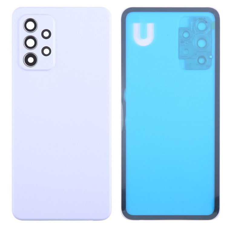 For-Samsung-Galaxy-A52s-5G-A528-/-A52-5G-A526-/-A52-4G-A525-Battery-Housing-with-Adhesive-Sticker+Camera-Lens-Cover--Purple