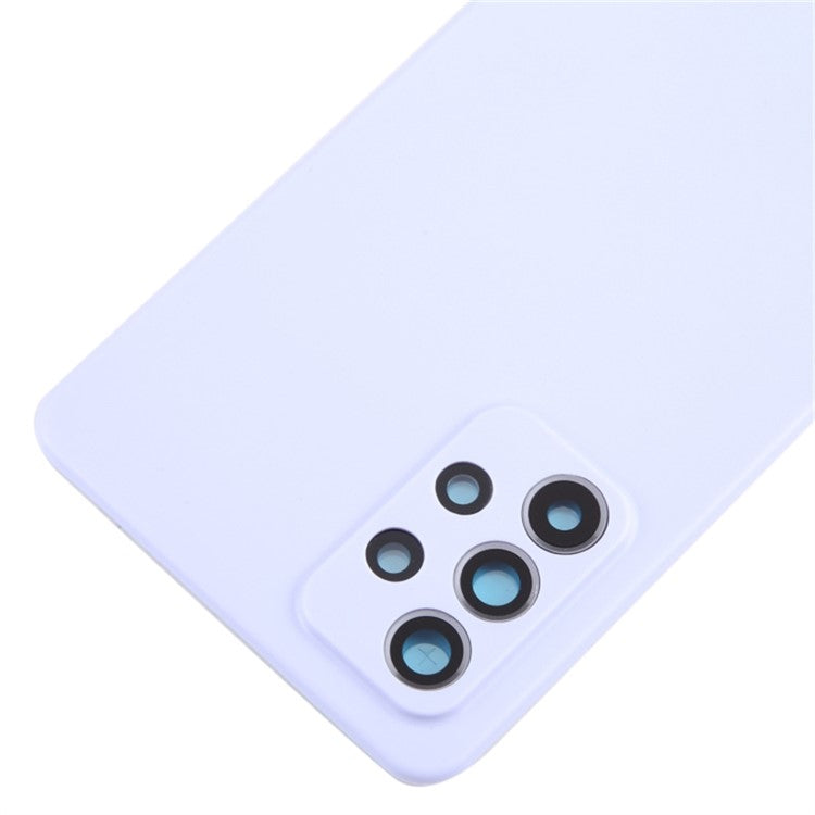 For-Samsung-Galaxy-A52s-5G-A528-/-A52-5G-A526-/-A52-4G-A525-Battery-Housing-with-Adhesive-Sticker+Camera-Lens-Cover--Purple