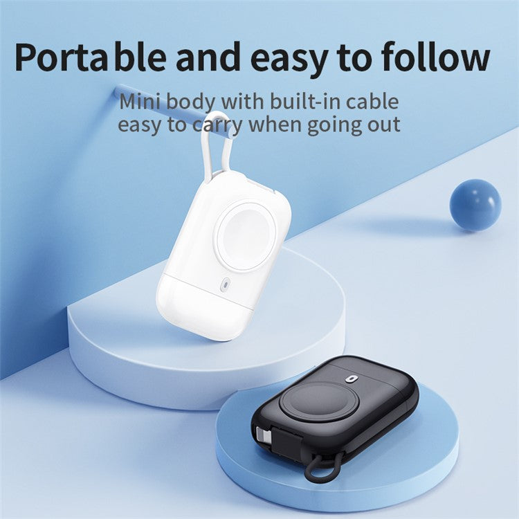 W01 Portable Wireless Charger for Apple Watch Power Bank Magnetic Travel Smart Watch Charger - Black