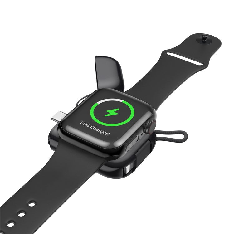 W01 Portable Wireless Charger for Apple Watch Power Bank Magnetic Travel Smart Watch Charger - Black