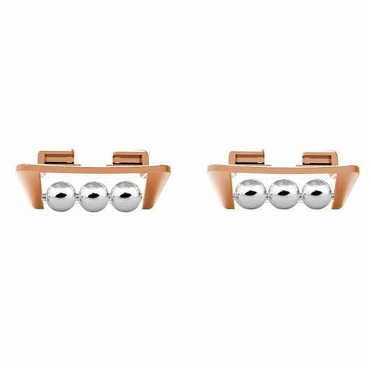 1 Pair for Huawei Band 9 / 8 Strap Connector Beads Design DIY Watch Band Metal Connection Adapter - Rose Gold