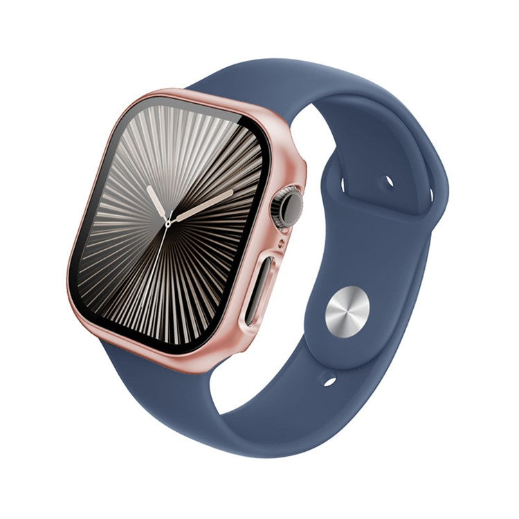 IMAK For Apple Watch Series 10 42mm Case Full Protection Integrate Watch PC Cover with Tempered Glass Film - Rose Gold