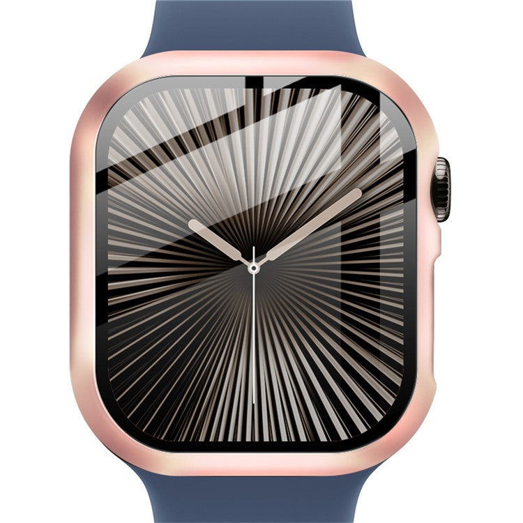 IMAK For Apple Watch Series 10 42mm Case Full Protection Integrate Watch PC Cover with Tempered Glass Film - Rose Gold