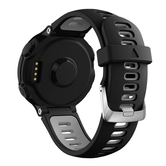 For Garmin Forerunner 735XT 220 230 235 620 630 Silicone Watch Band Strap Silver Buckle Strap with Spring Bars - Black / Grey