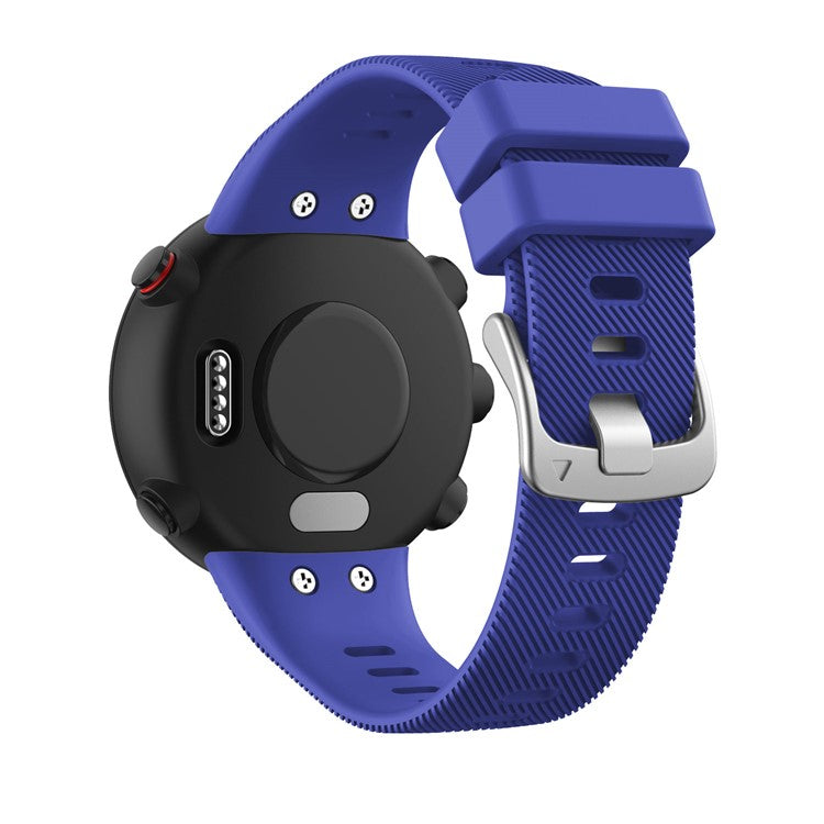 Silicone Watch Band Silver Buckle for Garmin Forerunner 45S - Dark Blue