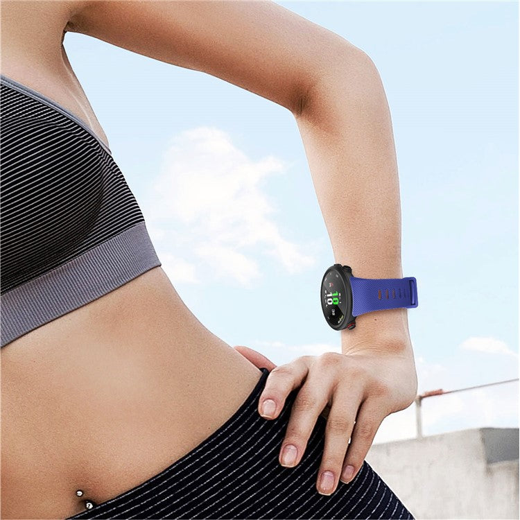 Silicone Watch Band Silver Buckle for Garmin Forerunner 45S - Dark Blue