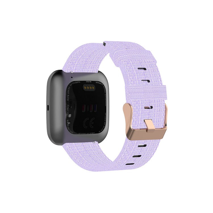 Nylon Braided Watch Band for Fitbit Versa 2/Versa Lite/Versa Blaze, Adjustable Wrist Strap Replacement - Light Purple