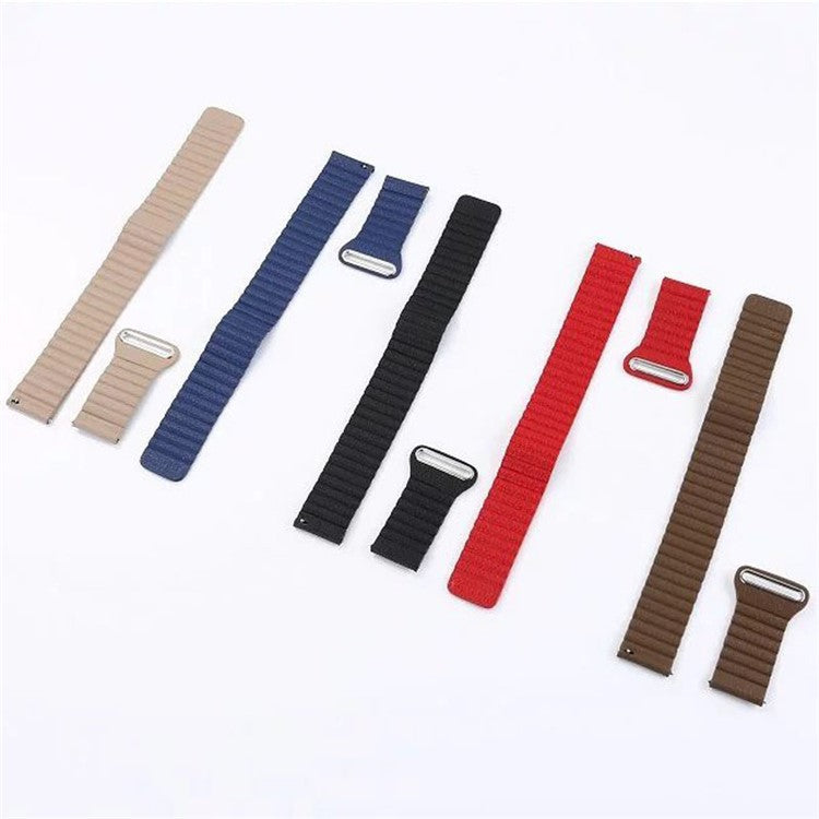 20mm Magnetic Closure Leather+Silicone Smart Watch Strap Replacement for Huawei Watch GT2 42mm - Black