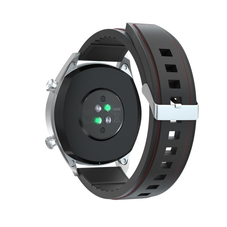 20mm Genuine Leather + Silicone Hybrid Watchband Strap Silver Buckle for Huawei Watch GT 2 42mm - Black / Red