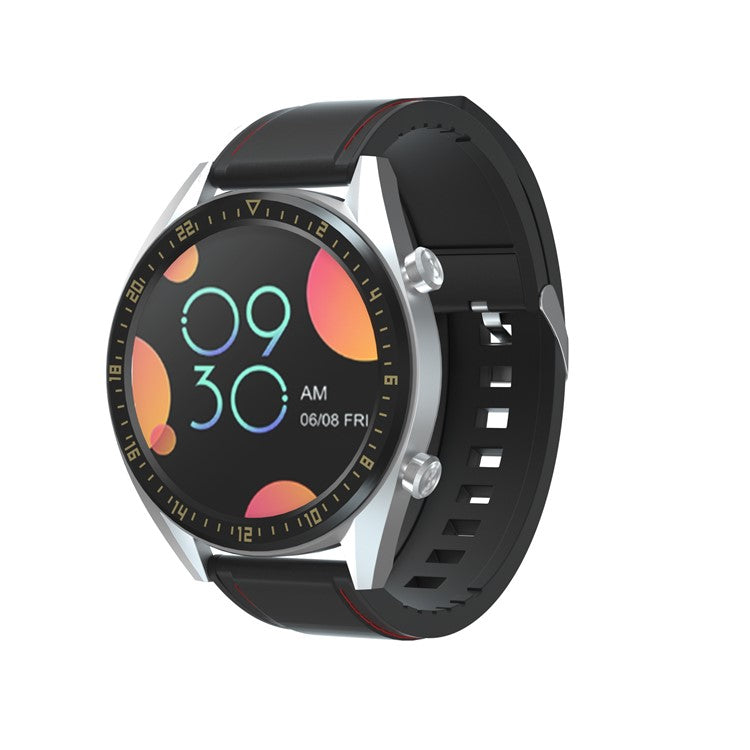 20mm Genuine Leather + Silicone Hybrid Watchband Strap Silver Buckle for Huawei Watch GT 2 42mm - Black / Red