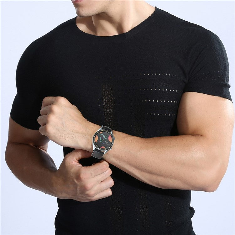 20mm Genuine Leather + Silicone Hybrid Watchband Strap Silver Buckle for Huawei Watch GT 2 42mm - Black / Red