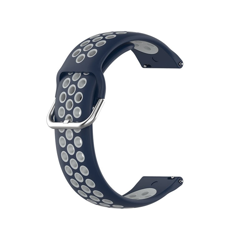 20mm Bi-color Silicone Smart Watch Band for Samsung Galaxy Watch 42mm/Active/Active 2 40mm, 44mm/Gear Sport/S2 Classic/Huawei Watch GT2 42mm/Watch 2/Polar Pacer Pro - Dark Blue/Grey