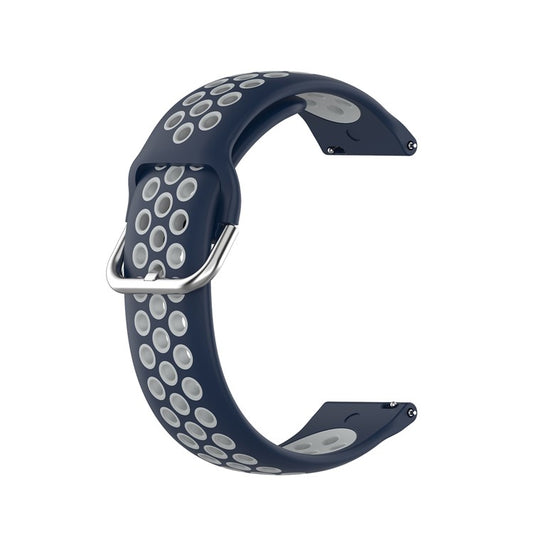 20mm Bi-color Silicone Smart Watch Band for Samsung Galaxy Watch 42mm/Active/Active 2 40mm, 44mm/Gear Sport/S2 Classic/Huawei Watch GT2 42mm/Watch 2/Polar Pacer Pro - Dark Blue/Grey