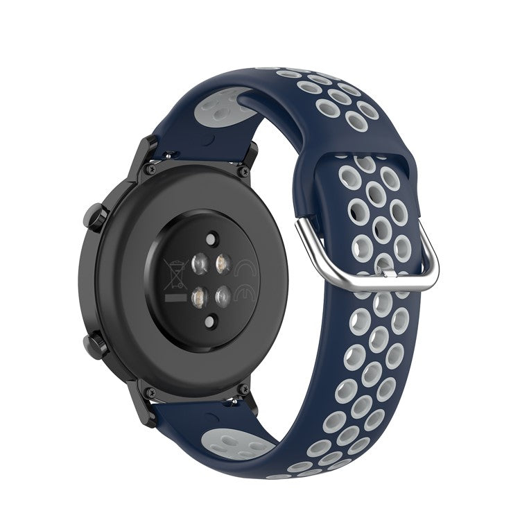 20mm Bi-color Silicone Smart Watch Band for Samsung Galaxy Watch 42mm/Active/Active 2 40mm, 44mm/Gear Sport/S2 Classic/Huawei Watch GT2 42mm/Watch 2/Polar Pacer Pro - Dark Blue/Grey