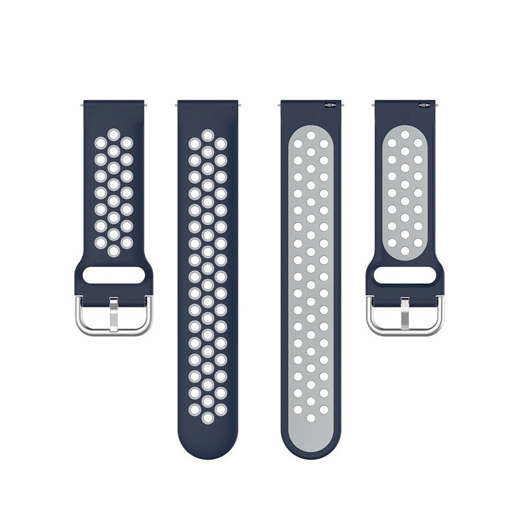 20mm Bi-color Silicone Smart Watch Band for Samsung Galaxy Watch 42mm/Active/Active 2 40mm, 44mm/Gear Sport/S2 Classic/Huawei Watch GT2 42mm/Watch 2/Polar Pacer Pro - Dark Blue/Grey