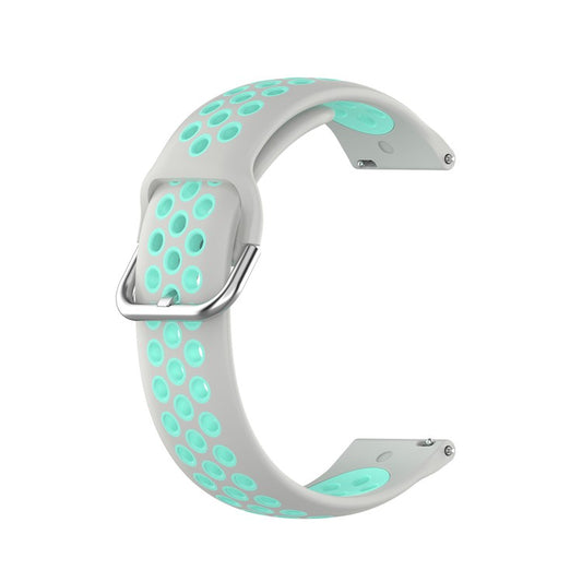 20mm Dual Color Silicone Smart Watch Strap for Huami Amazfit Youth Edition/Huawei GT2 42MM - Grey/Cyan