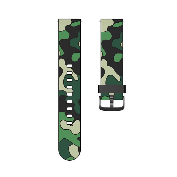 20mm Camouflage Skin Silicone Watch Band for Samsung Galaxy Watch Active1/2/Watch 42mm/Gear Sport/Huami Amazfit GTR 42mm/Bip GTS/Garmin Vivoactive 3/Move HR/Huawei Watch GT2 42mm - Green