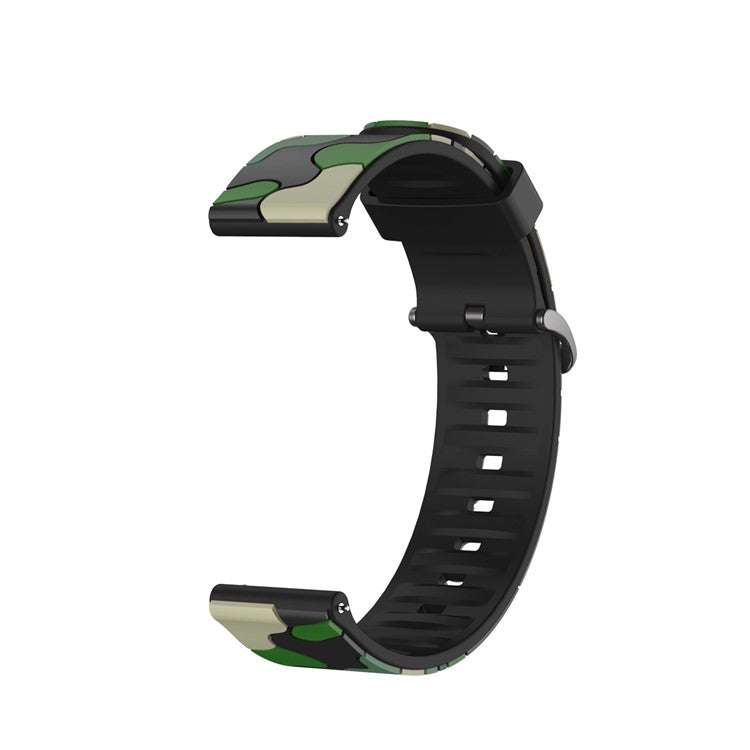 20mm Camouflage Skin Silicone Watch Band for Samsung Galaxy Watch Active1/2/Watch 42mm/Gear Sport/Huami Amazfit GTR 42mm/Bip GTS/Garmin Vivoactive 3/Move HR/Huawei Watch GT2 42mm - Green