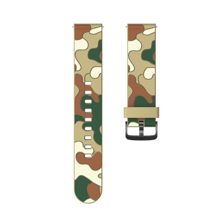 20mm Camouflage Skin Silicone Watch Band for Samsung Galaxy Watch Active1/2/Watch 42mm/Gear Sport/Huami Amazfit GTR 42mm/Bip GTS/Garmin Vivoactive 3/Move HR/Huawei Watch GT2 42mm - Khaki