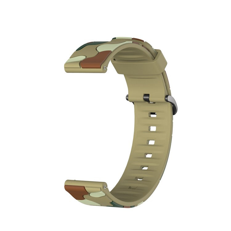 20mm Camouflage Skin Silicone Watch Band for Samsung Galaxy Watch Active1/2/Watch 42mm/Gear Sport/Huami Amazfit GTR 42mm/Bip GTS/Garmin Vivoactive 3/Move HR/Huawei Watch GT2 42mm - Khaki