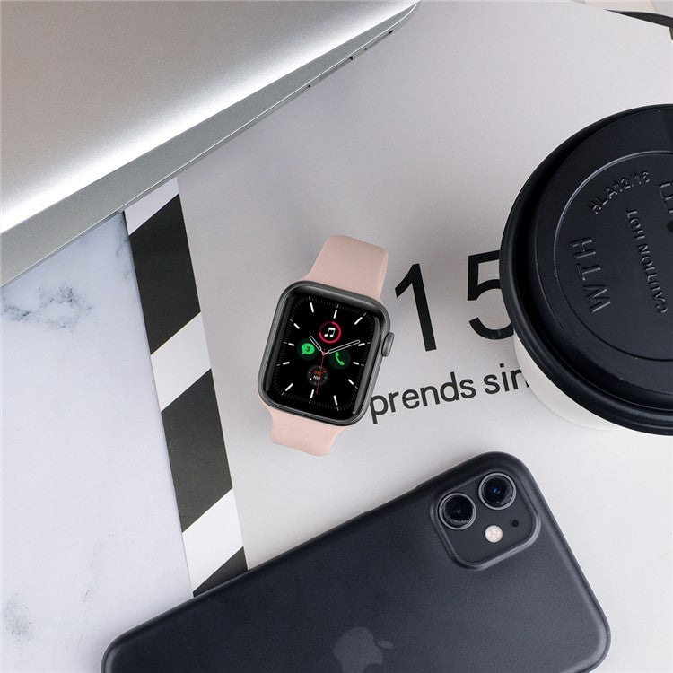 Silicone Smart Watch Replacement Strap for Apple Watch Series 8 45mm / Ultra 49mm / Ultra 2 49mm / Series 9 45mm / SE (2023) 44mm / 7 45mm / Series 4 / 5 / 6 / SE / SE (2022) 44mm / Series 1 / 2 / 3 42mm - Pink, Size: M
