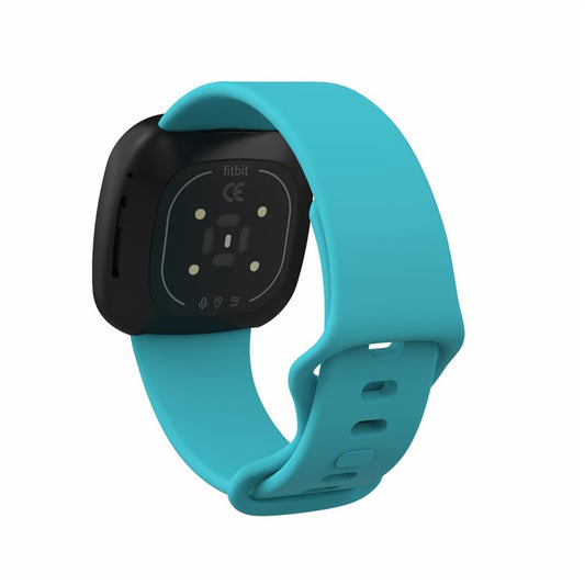 22.5mm Soft Silicone Watch Band Wrist Strap Replacement for Fitbit Versa 3 / Sense [Size: S] - Cyan