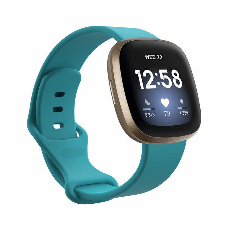 22.5mm Soft Silicone Watch Band Wrist Strap Replacement for Fitbit Versa 3 / Sense [Size: S] - Cyan