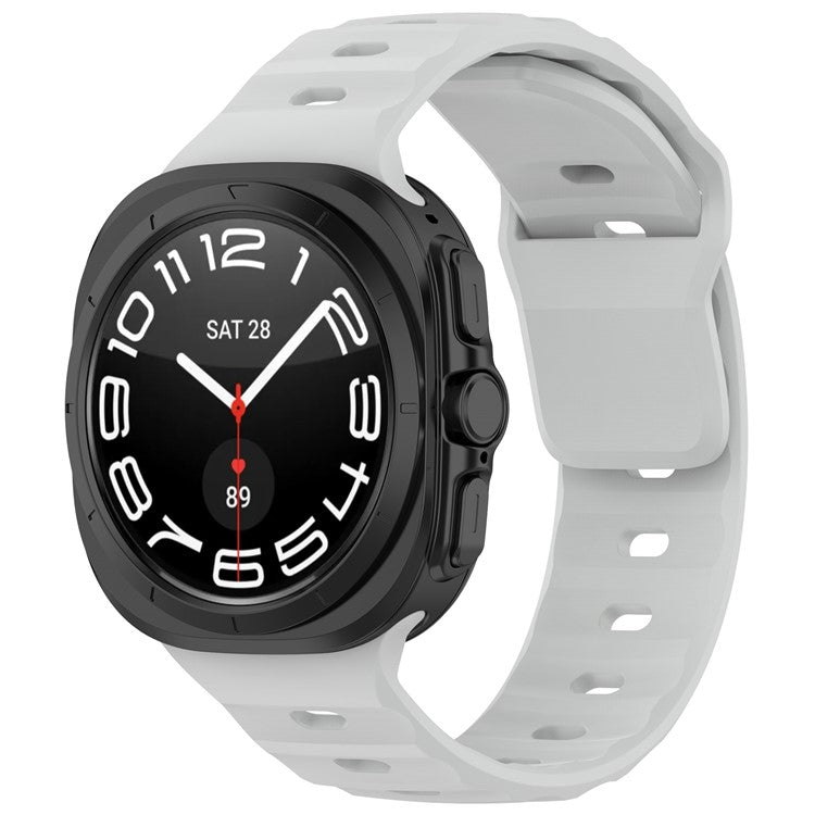 For Samsung Galaxy Watch Ultra 47mm Watch Band Adjustable Silicone Wrist Strap - Light Grey