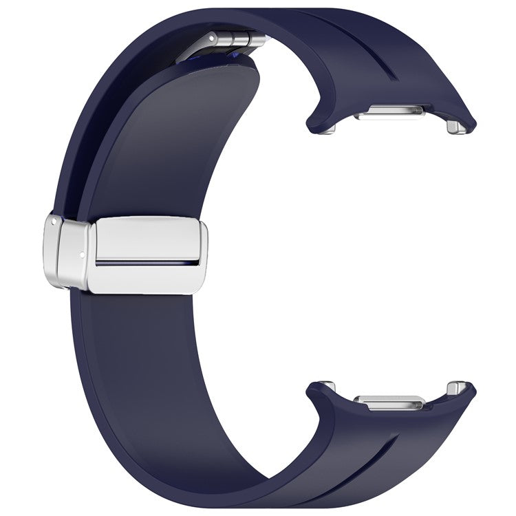 For Samsung Galaxy Watch Ultra 47mm Silicone Smartwatch Band Wrist Strap with Silver Magnetic Folding Buckle - Midnight Blue