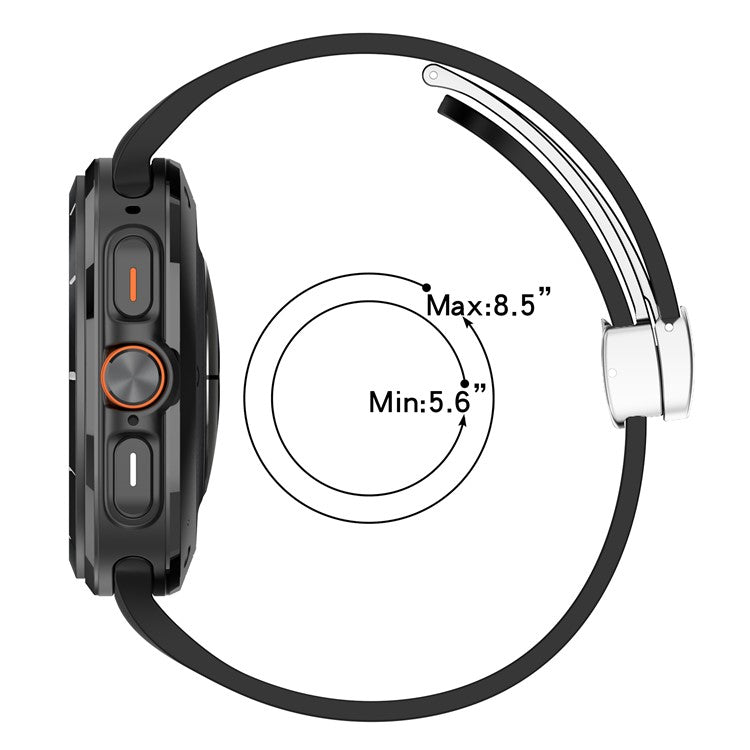 For Samsung Galaxy Watch Ultra 47mm Silicone Smartwatch Band Wrist Strap with Silver Magnetic Folding Buckle - Midnight Blue
