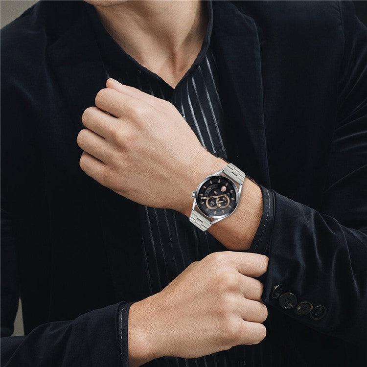 For Huami Amazfit 2 Stratos Watch Band Stainless Steel Three-Beads Replacement Strap - Titanium