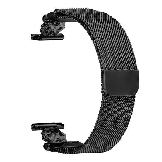 For Huami Amazfit Pop Pro Milanese Band Flower Stainless Steel Magnetic Mesh Watch Strap - Black
