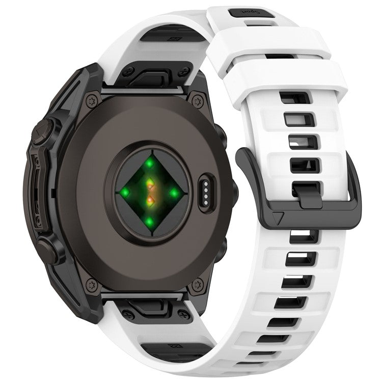 26mm Strap for Garmin Fenix 8 51mm / Enduro 3 / Instinct 2X Universal Silicone Watch Band - White+Black