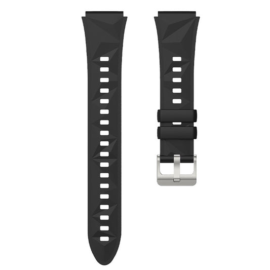 18mm Strap for Huawei Watch GT 5 41mm / GT 4 41mm / Garmin Venu 3S Rhombus Pattern Universal Silicone Watch Band - Black