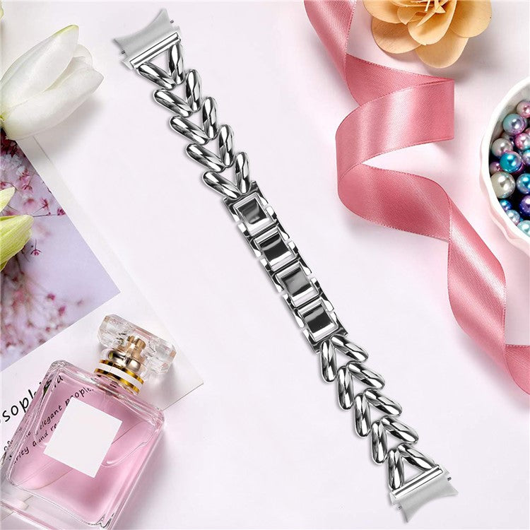 Zinc Alloy Watch Band for Samsung Galaxy Watch 5  /  Watch4 40mm  /  44mm  /  45mm  /  46mm Twisted Watch Strap with Quick Release Connector - Silver